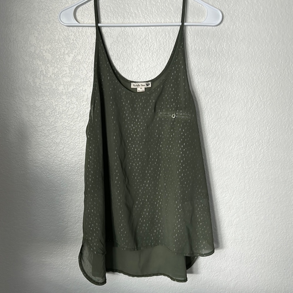 Green polkadot, sheer top